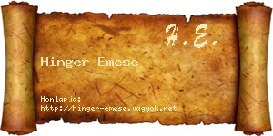 Hinger Emese névjegykártya